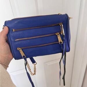 Rebecca Minkoff Royal Blue Crossbody Bag with Gold Zippers